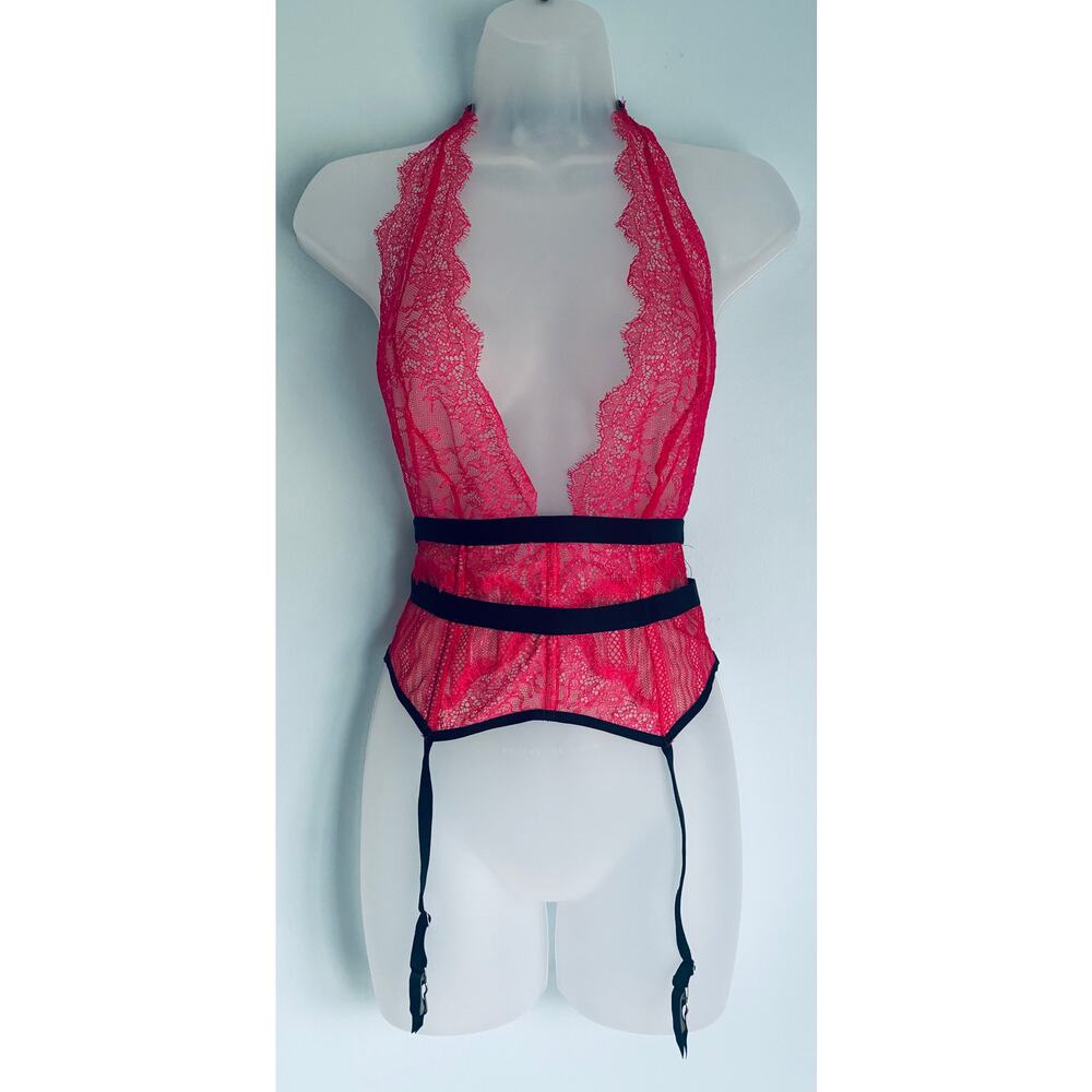 Victoria's Secret Lingerie Red and Black Halter Small